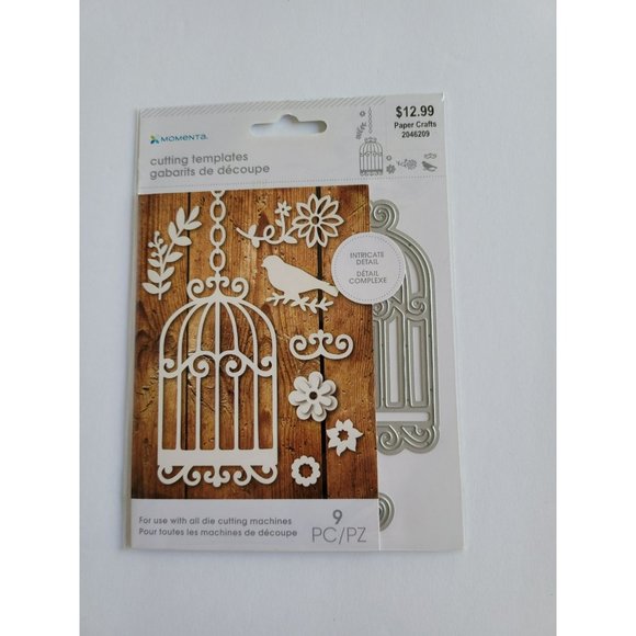 Momenta Cutting Templates BIRDCAGE BIRD FLOWERS 9 Pieces NIP - Picture 2 of 3